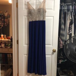 Sparkly dark blue prom dress